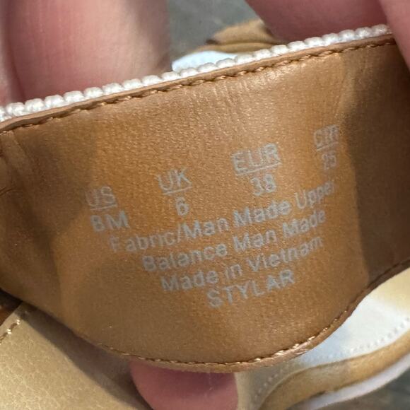 Dr. Scholl’s Tan White Slingback Block Heel Sandals Women’s 8 NWT - Picture 6 of 7